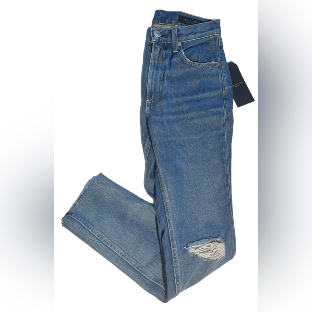 Rag & Bone High Rise Ankle Skinny Jeans Pamela Distressed Size 24 NWT - Picture 5 of 12